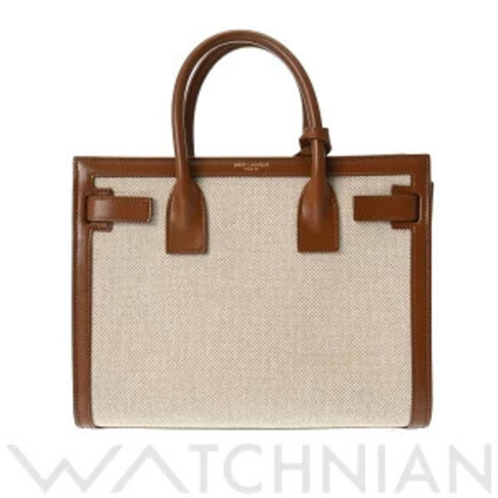 Saint Laurent Baby Sac de Jour Beige Brown Canvas Grain Calf Handbag - Picture 1 of 9